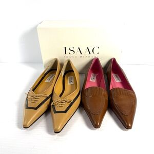 Isaac Mizrahi Women's 2 Pairs Tan and Brown Flats Collection